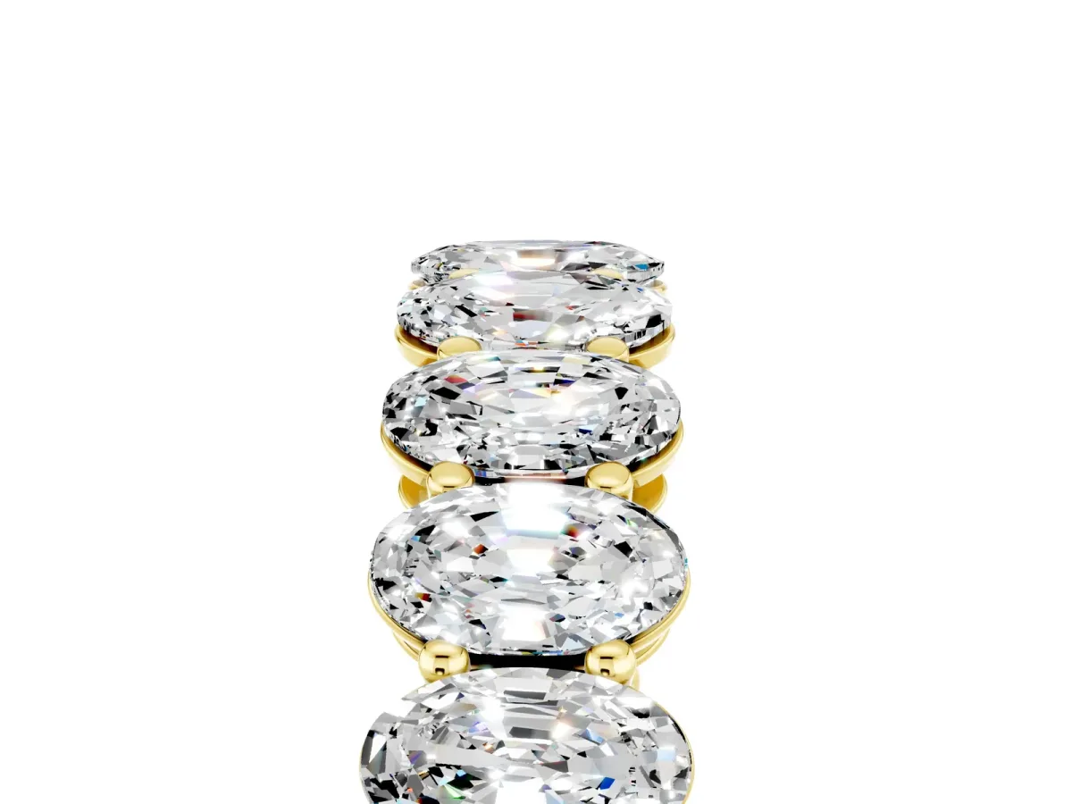 Oval Cut Moissanite Eternity Band with Shared Prong Setting Yellow gold