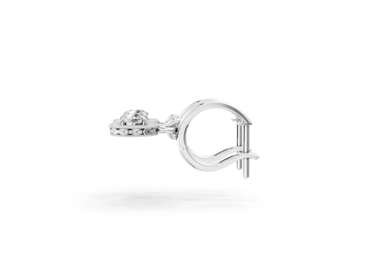Round Cut Milgrain Bezel Set Leverback Earrings Silver