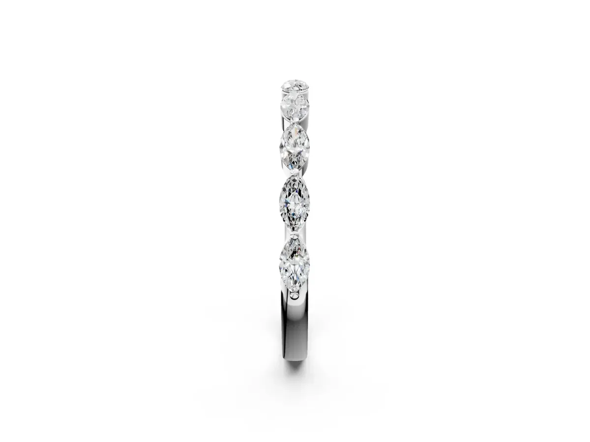Marquise Diamond Half Eternity Band with Prong Setting White gold