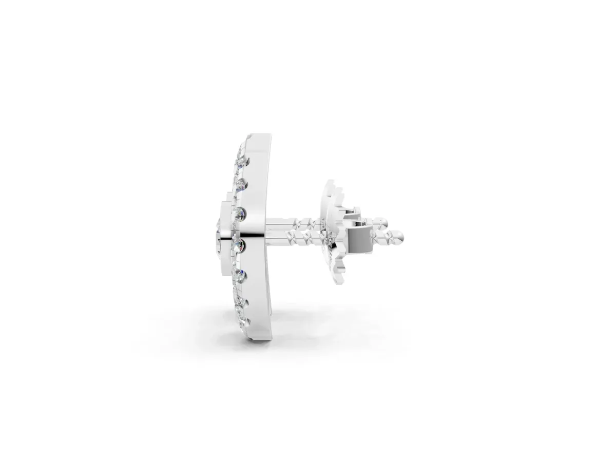 Round Diamond Evil Eye Stud Earrings Platinum