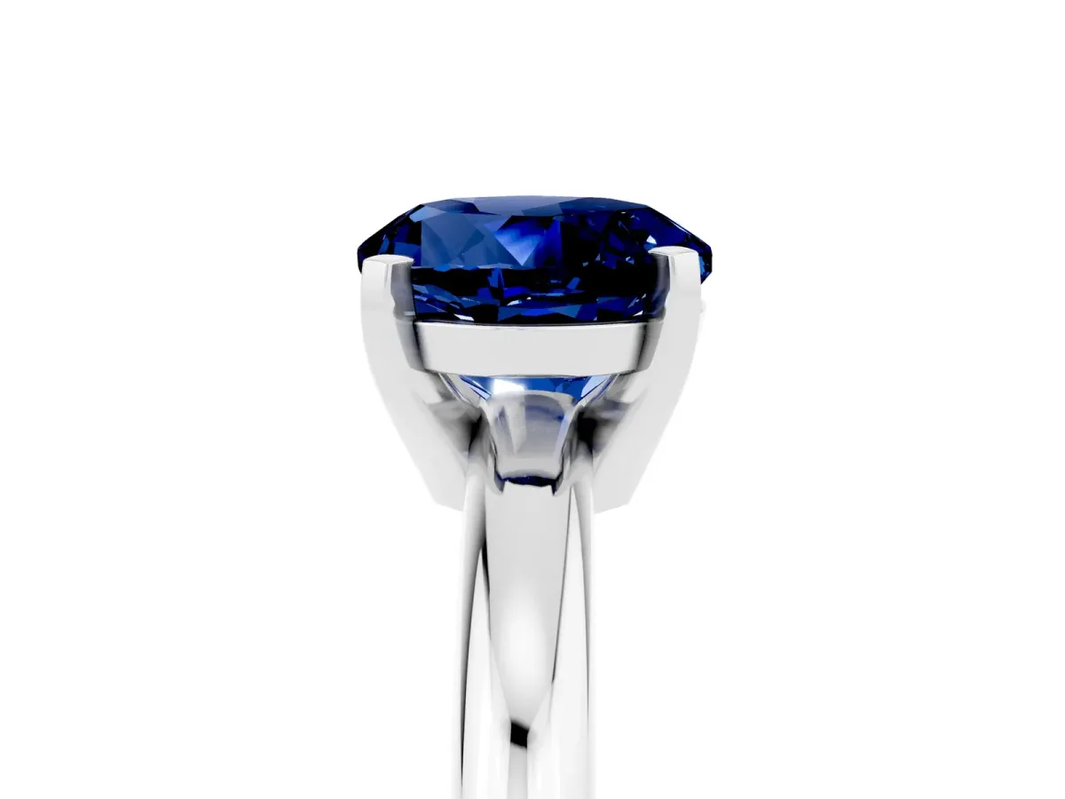 Round Blue Sapphire Leaf Eternity Band with Bezel Setting Silver