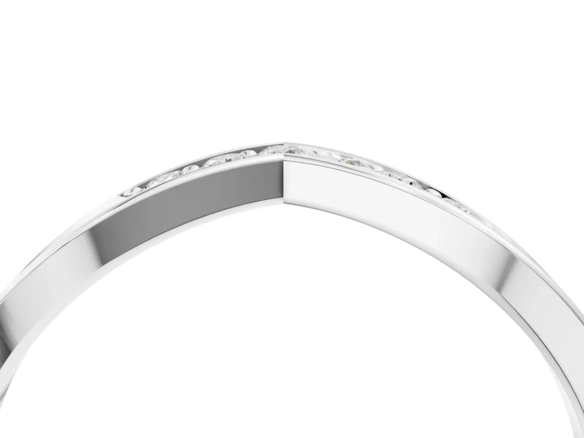 Chevron Pavé Round Diamond Twist Band Platinum