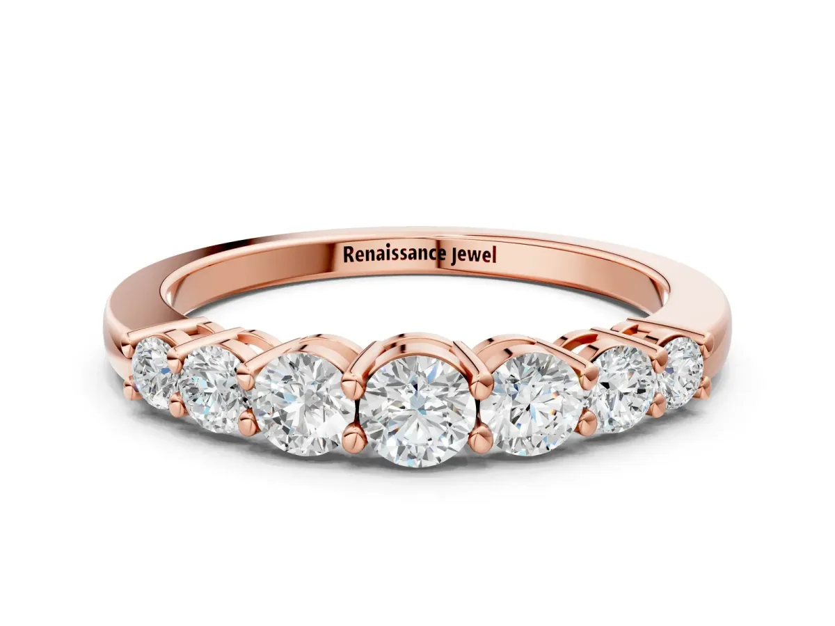 Round Diamond Prong-Set Half-Eternity Band Rose gold