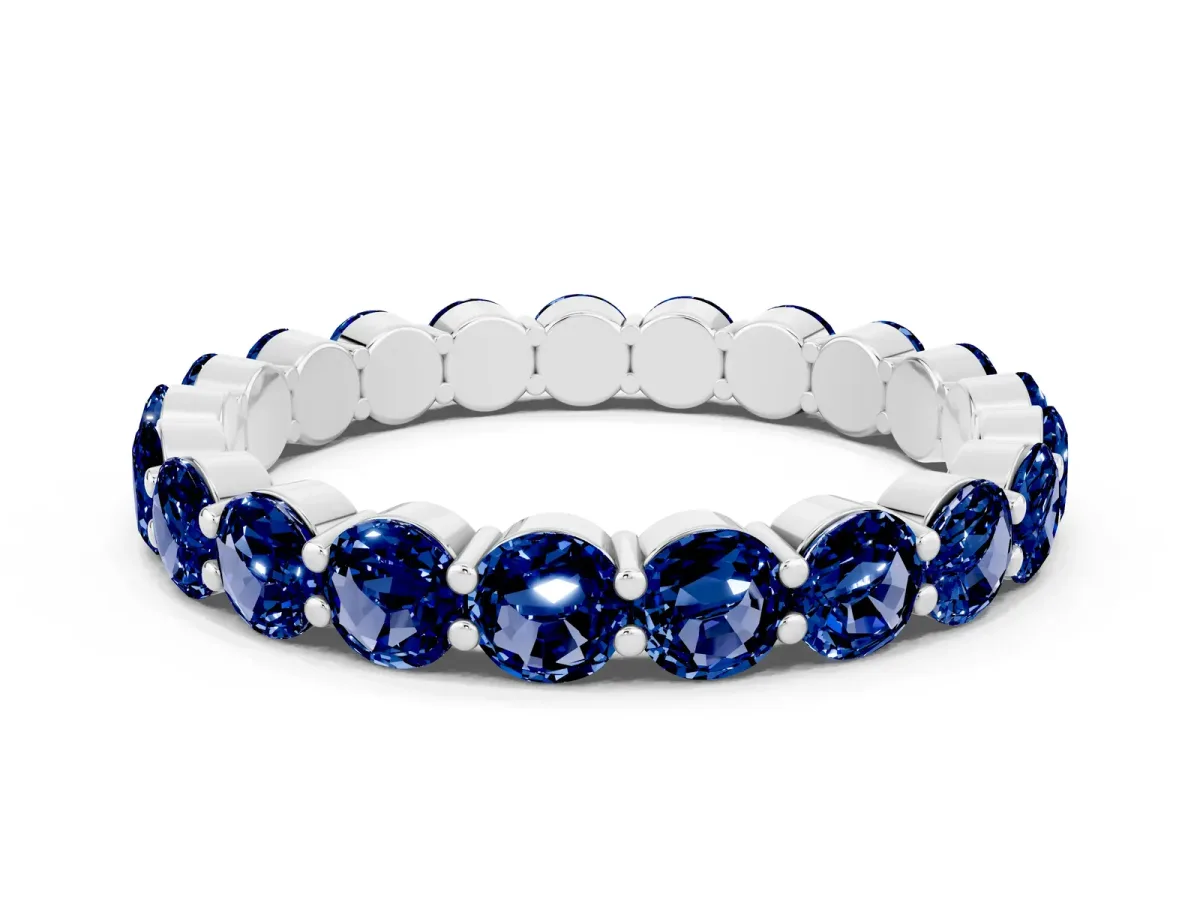 Round Blue Sapphire Eternity Band with U-Prong Setting Platinum