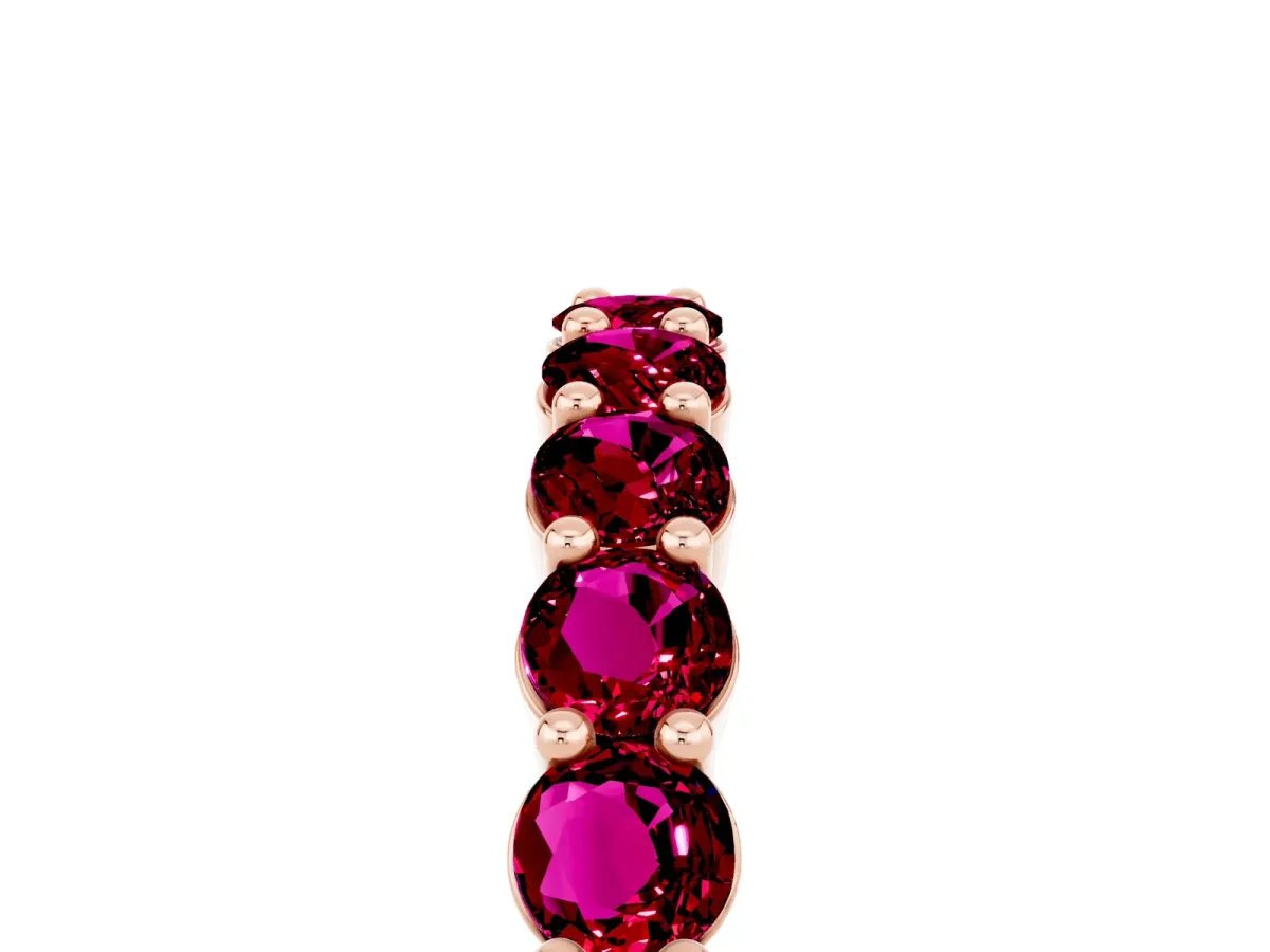 Round Garnet Half Eternity Band with Prong Setting Rose gold