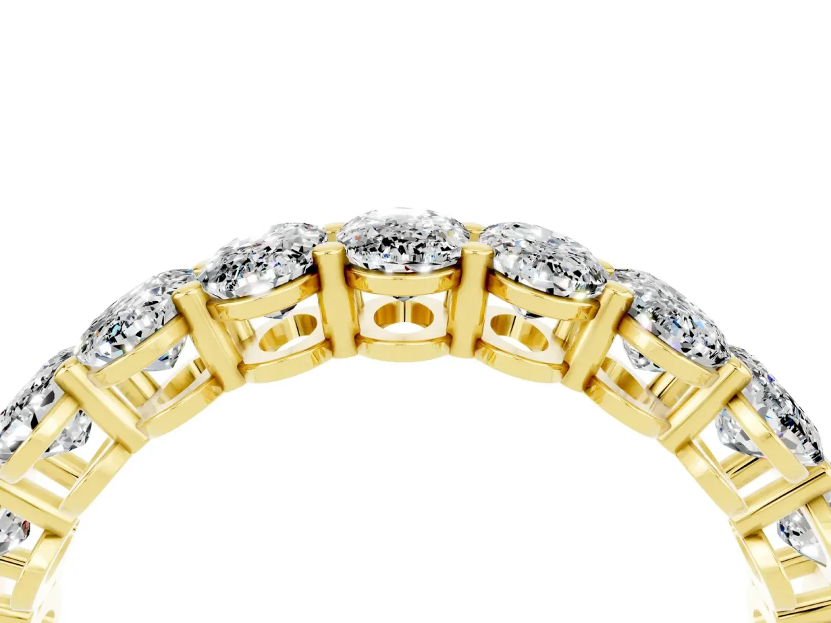 Oval Cut Moissanite Eternity Band with Shared Prong Setting Yellow gold