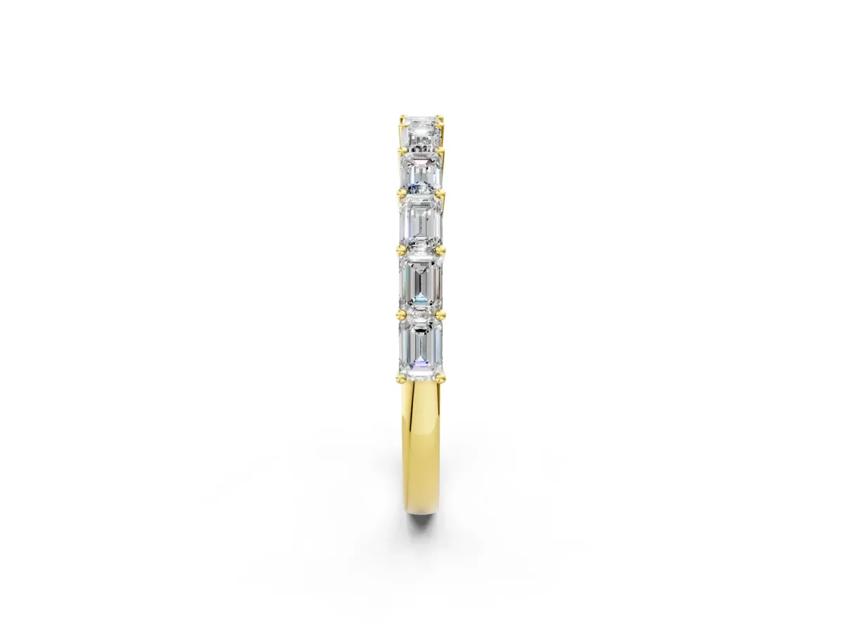 Emerald Cut Diamond Single Row Wedding Band Yellow gold