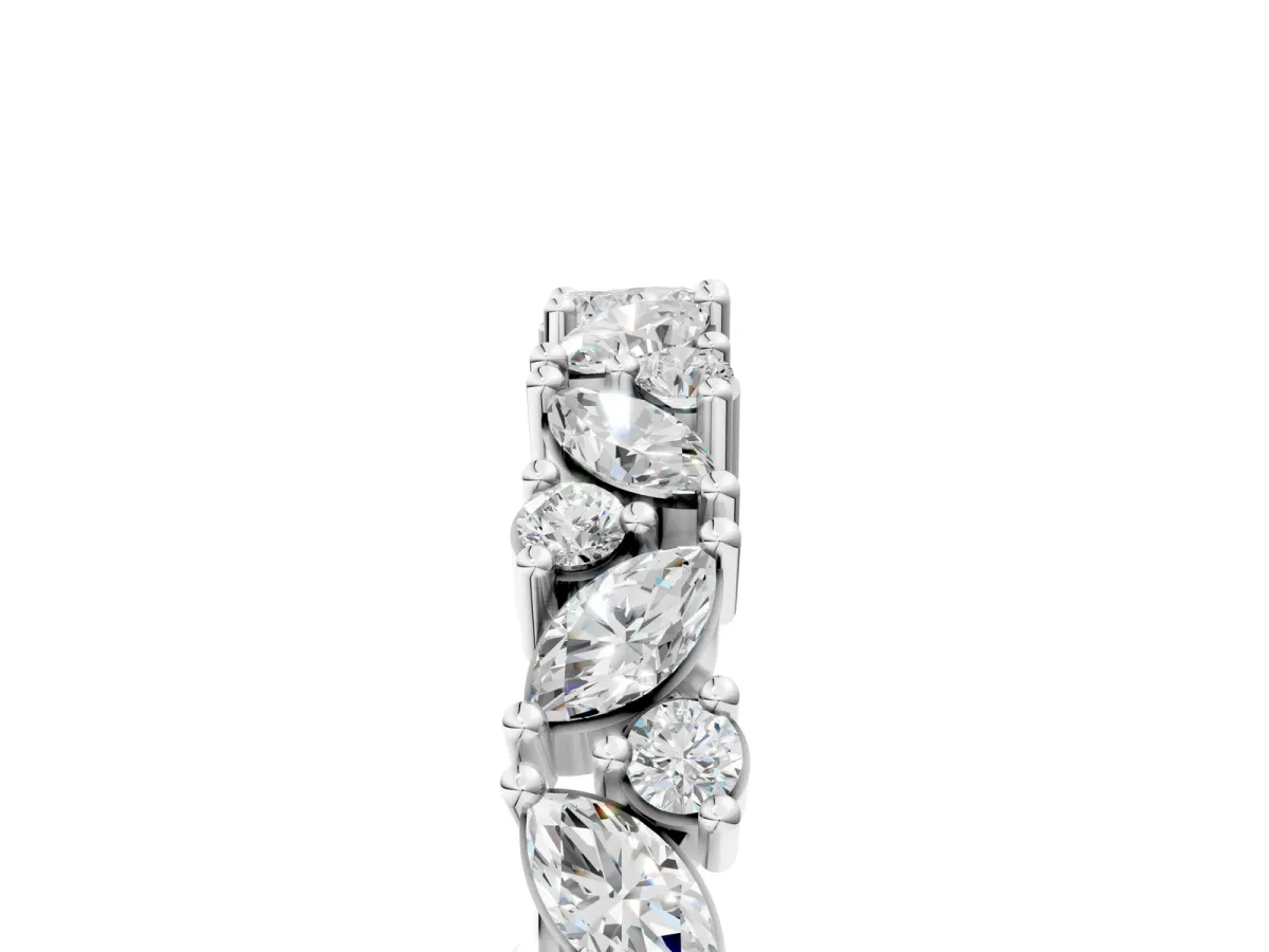Marquise and Round Diamond Vine Eternity Band with Prong Setting Platinum