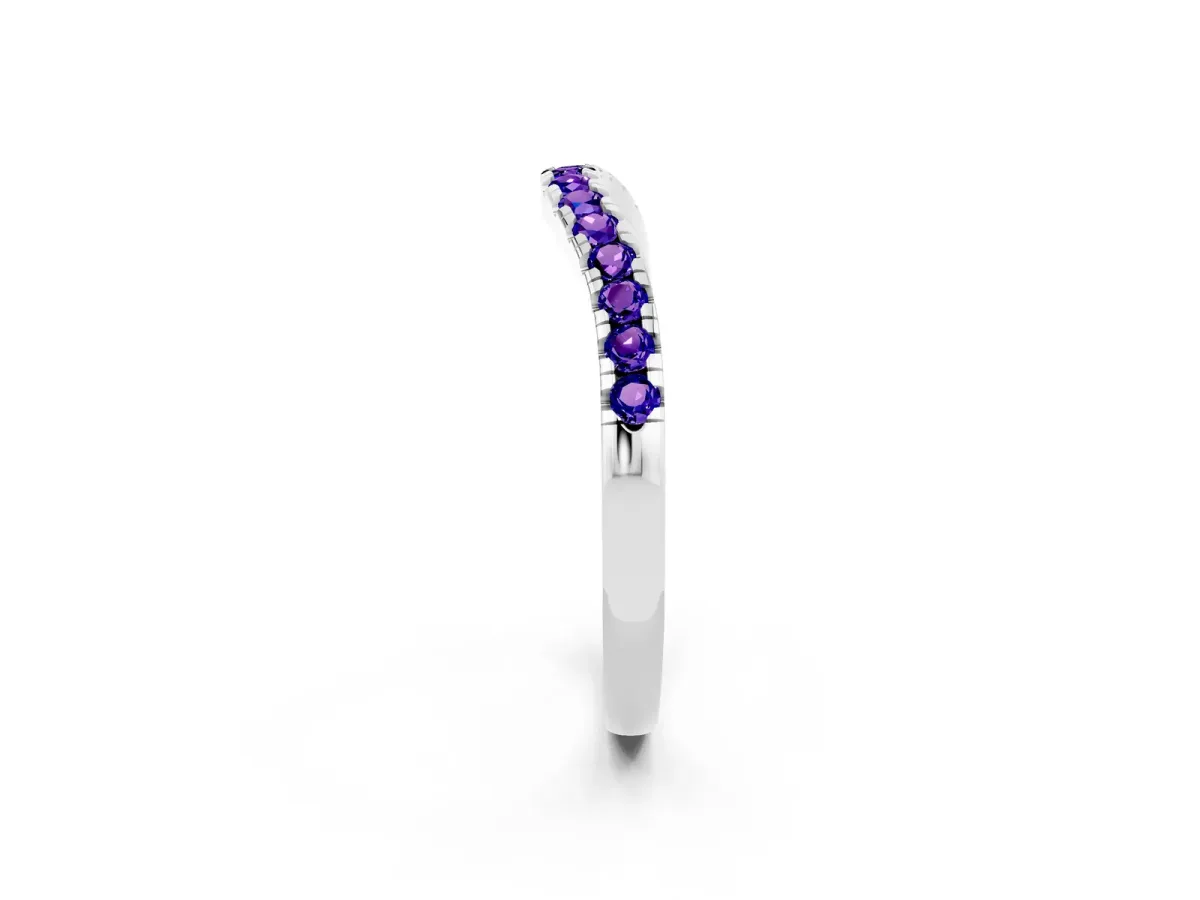 Tanzanite Pavé Curved Wedding Band Platinum