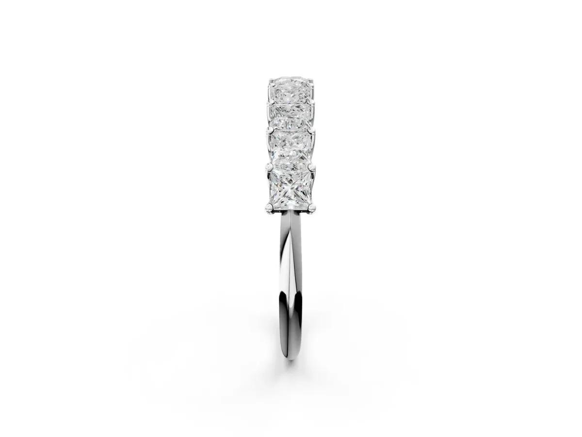 Princess Cut Diamond Channel-Set Eternity Band with Prong Setting Silver