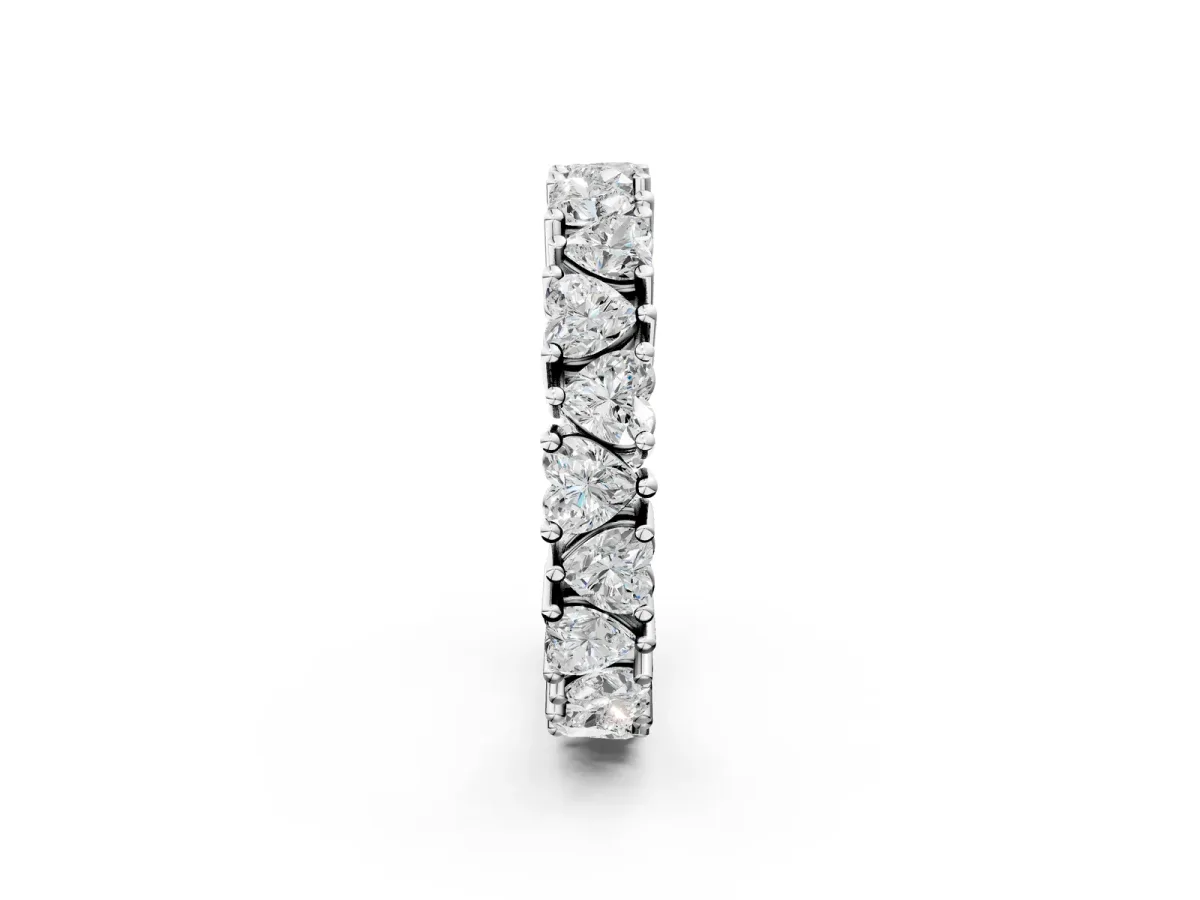 Heart Cut Eternity Band with Shared Prong Setting Silver