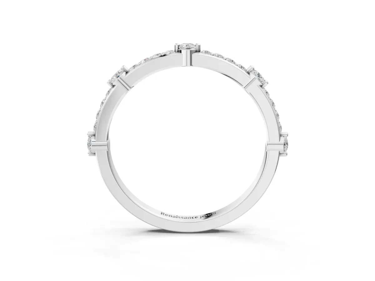 Round Diamond Pavé Eternity Band with Prong Setting White gold