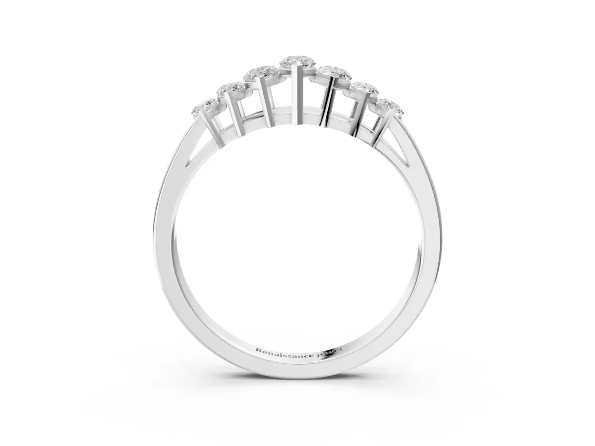 Marquise Diamond Prong-Set Half-Eternity Band Silver