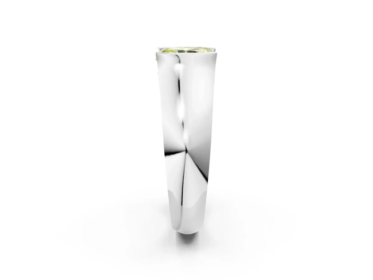 Fancy Yellow Radiant Cut Solitaire Bezel Set Diamond Ring with Wide Band Platinum