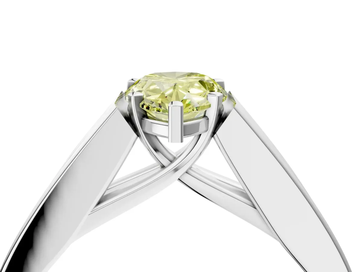 Fancy Yellow Pear Cut Cut Channel Set Solitaire Ring with Four-Prong Setting Silver