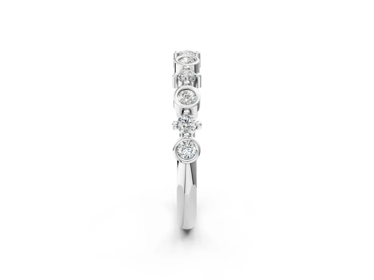 Bezel and Prong Set Round Diamond Half Eternity Band White gold