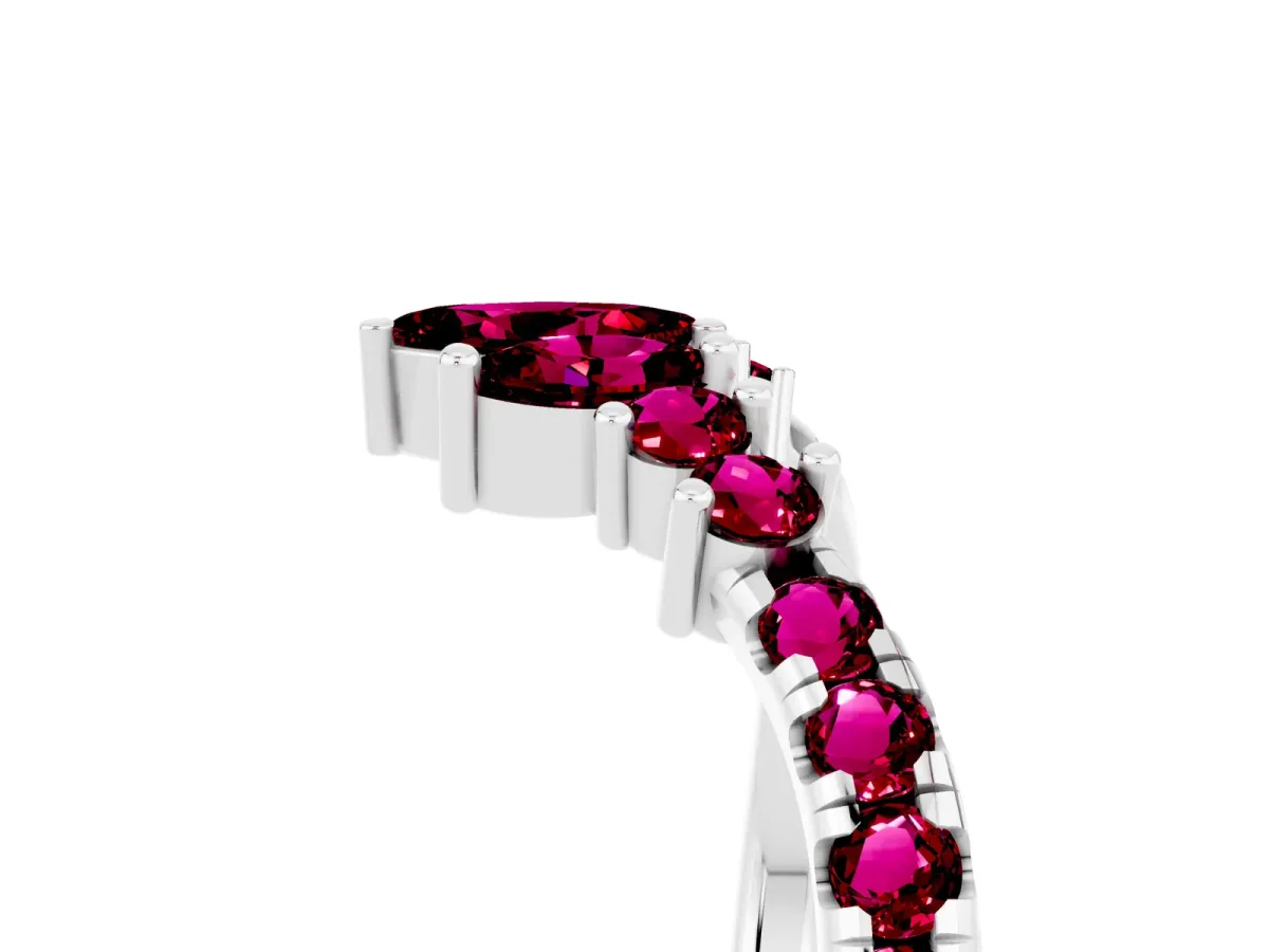 Chevron Marquise and Round Garnet Open Band with Prong Setting Silver