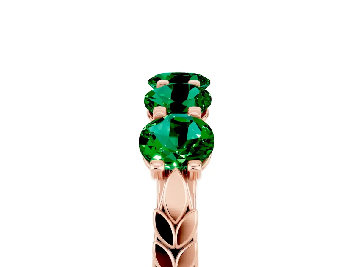 Five-Stone Round Emerald Prong-Set Band Rose gold