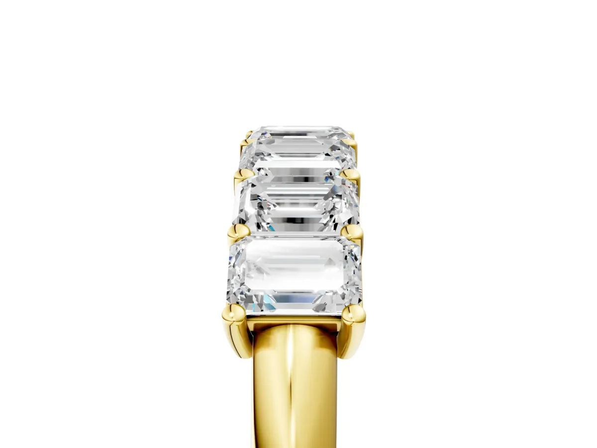 Emerald Cut Diamond Prong-Set Half Eternity Band Yellow gold