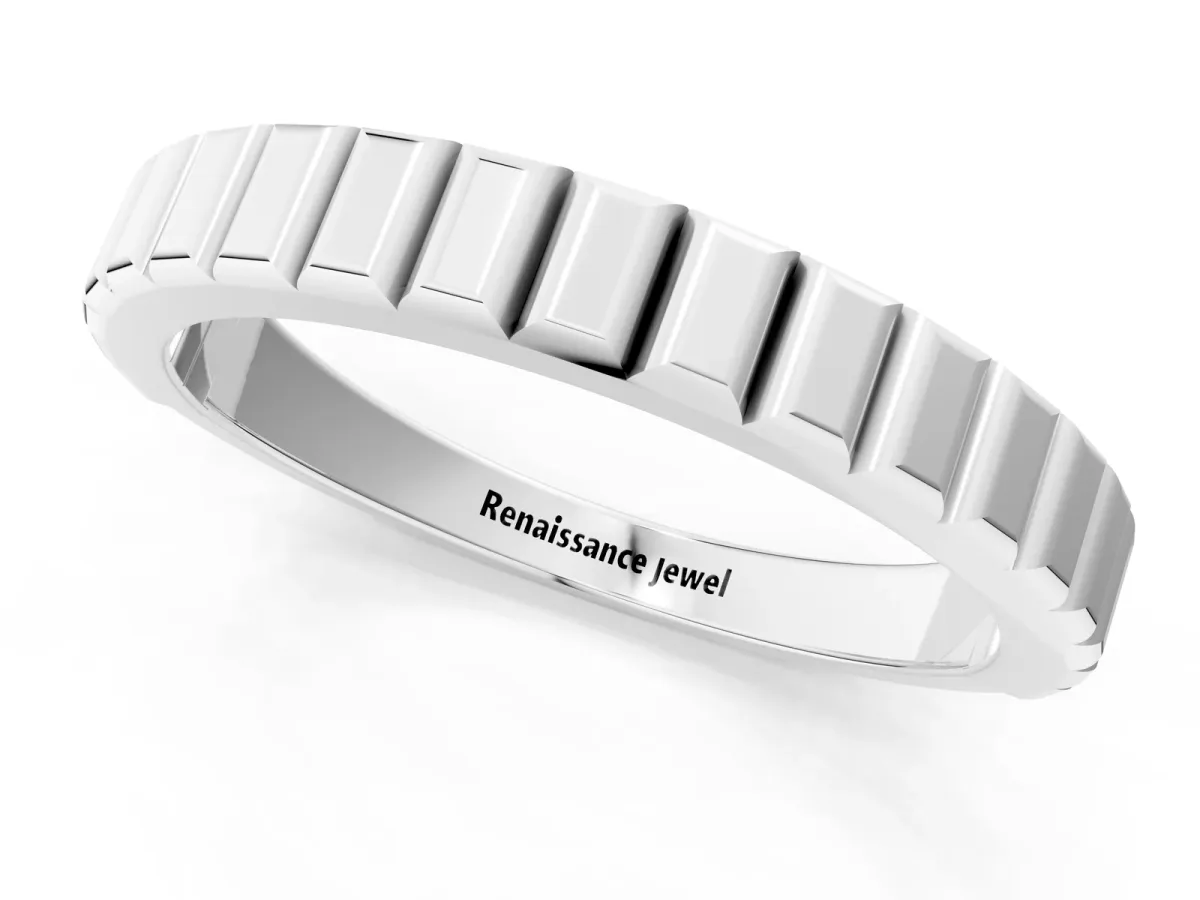 White Gold Ribbed Eternity Band White gold