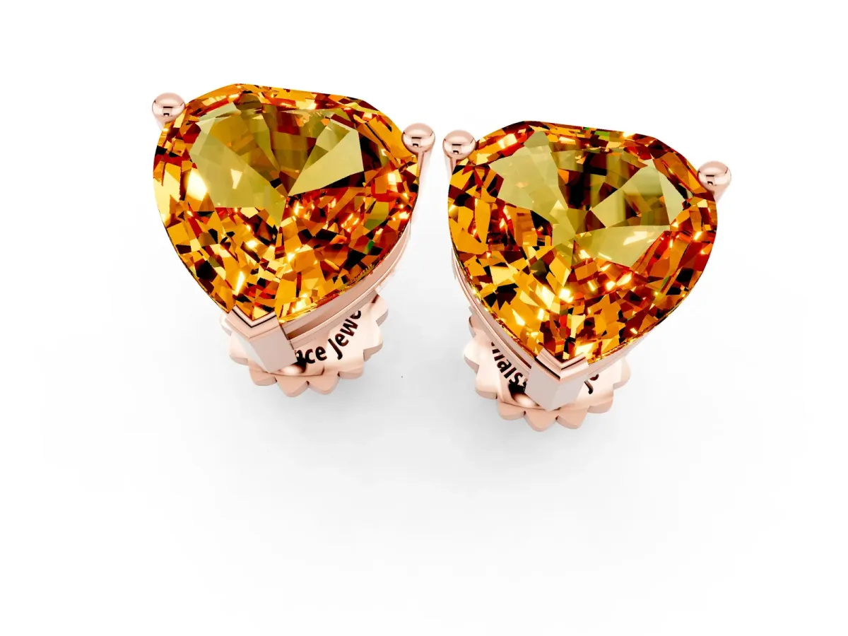 Heart Cut Citrine Stud Earrings Rose gold