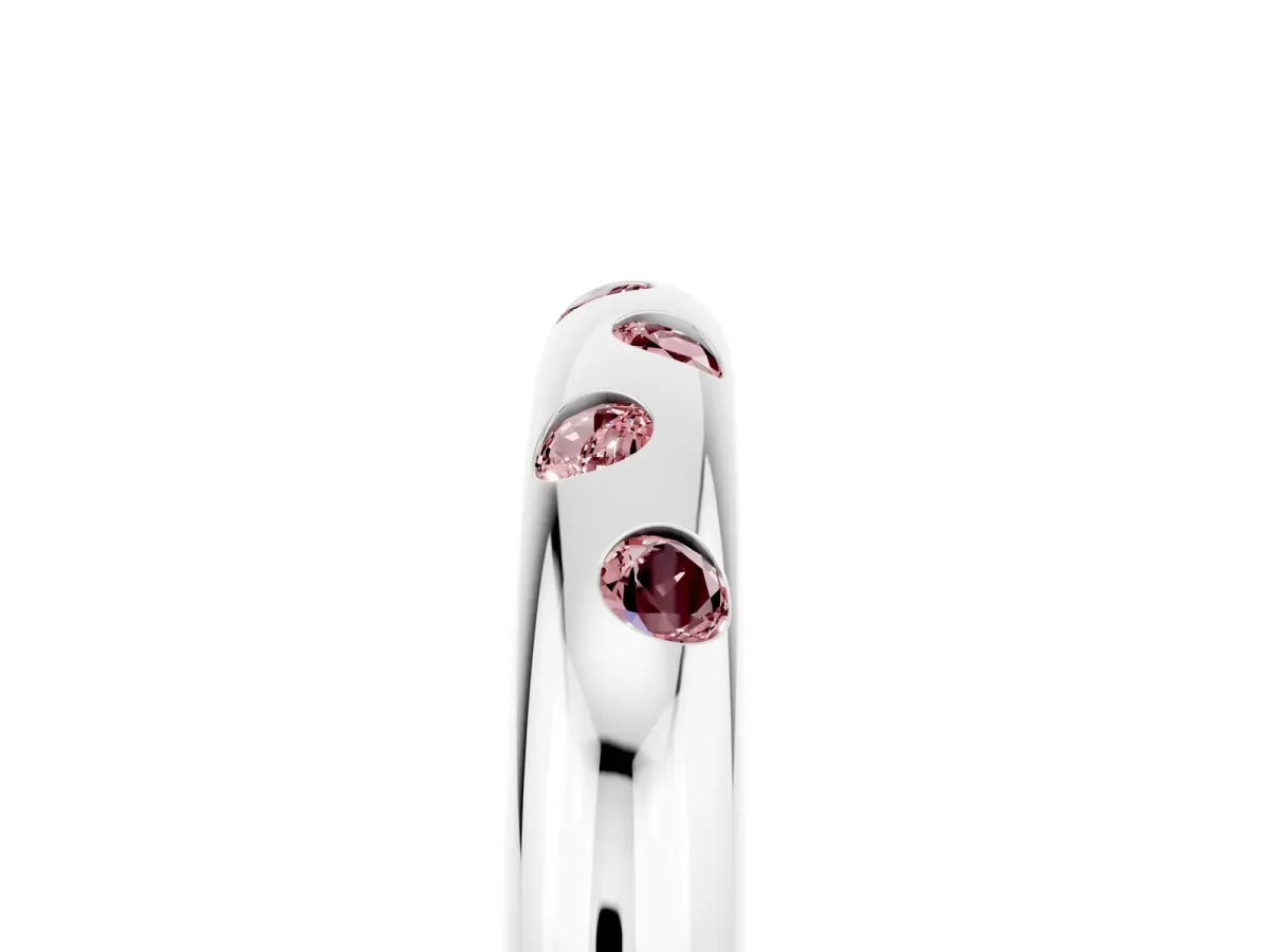 Round Morganite Flush-Set Comfort Fit Band Platinum