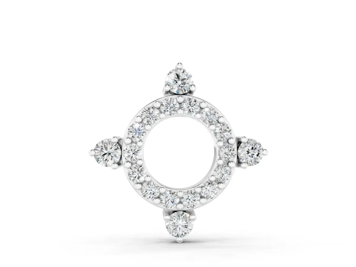 Round Diamond Halo Pendant with Four-Prong Setting White gold