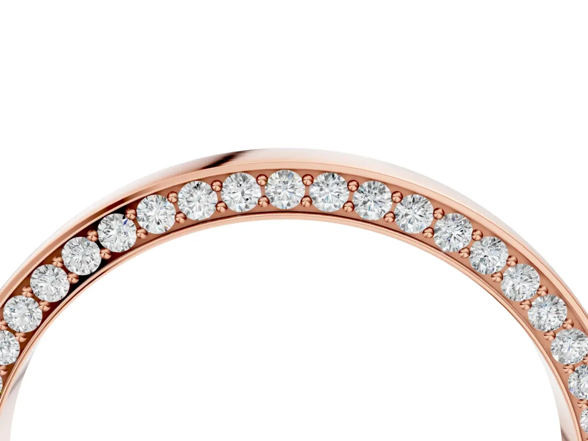 Pavé Round Diamond Channel Set Band Rose gold