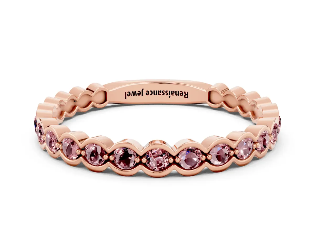 Round Morganite Bezel Set Eternity Band Rose gold