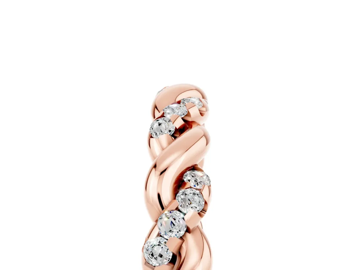 Twisted Pavé Round Moissanite Eternity Band Rose gold