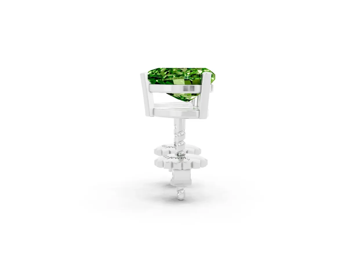 Heart Cut Peridot Stud Earrings Silver