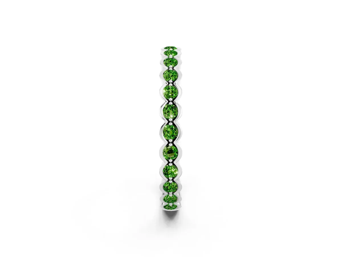Round Peridot Bezel Set Eternity Band Silver