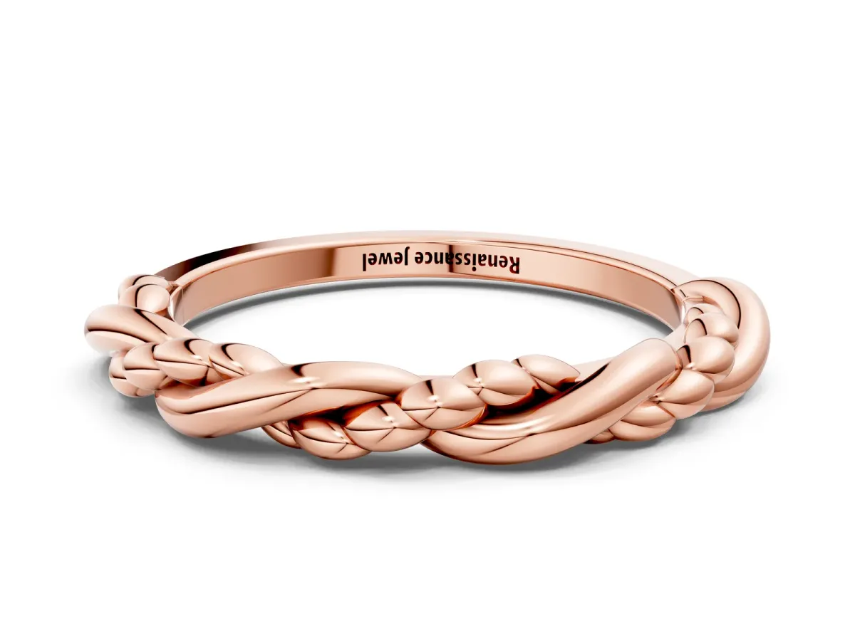 Twisted Rope Solitaire Band Rose gold