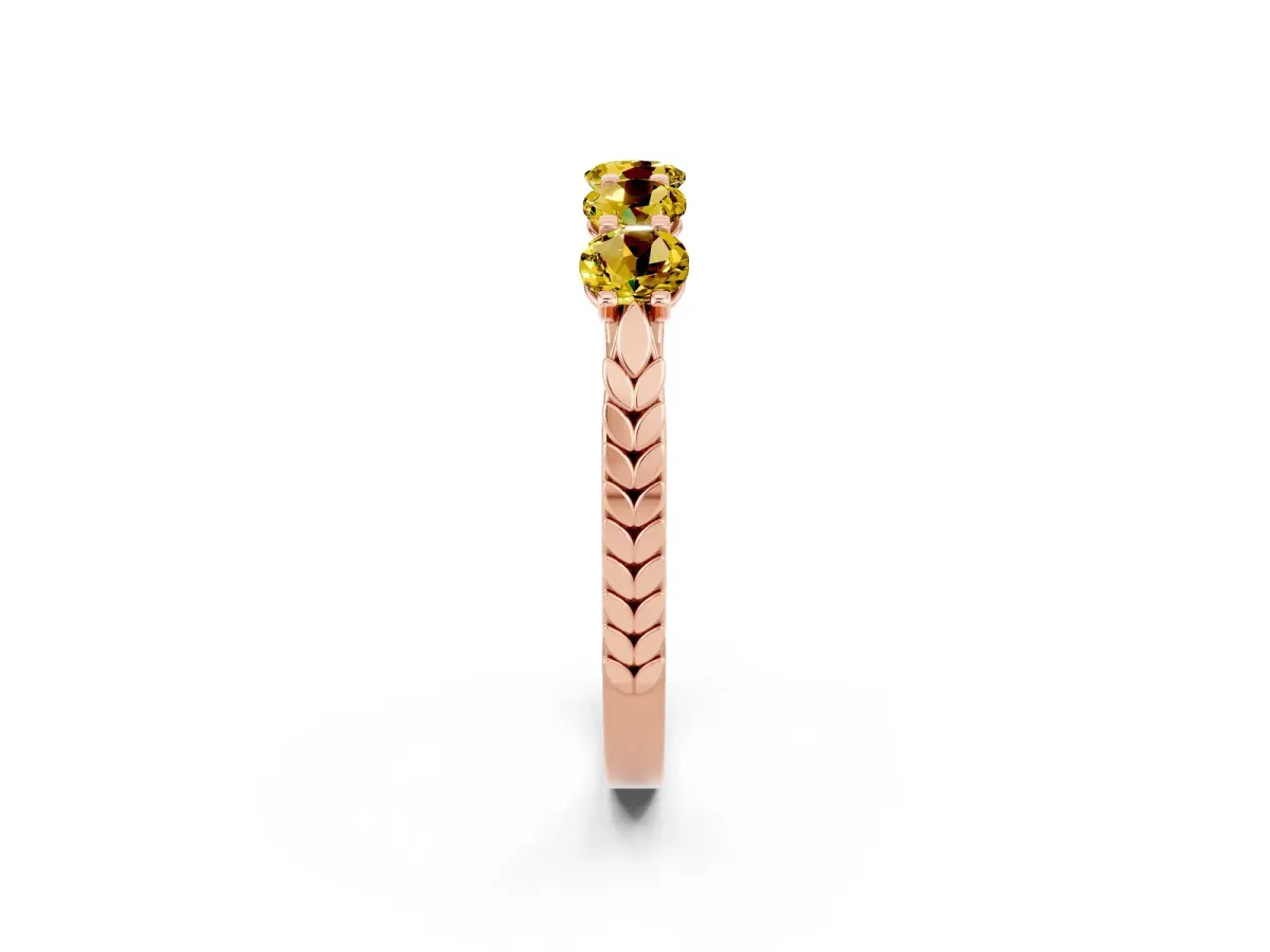 Five-Stone Round Yellow Sapphire Prong-Set Band Rose gold