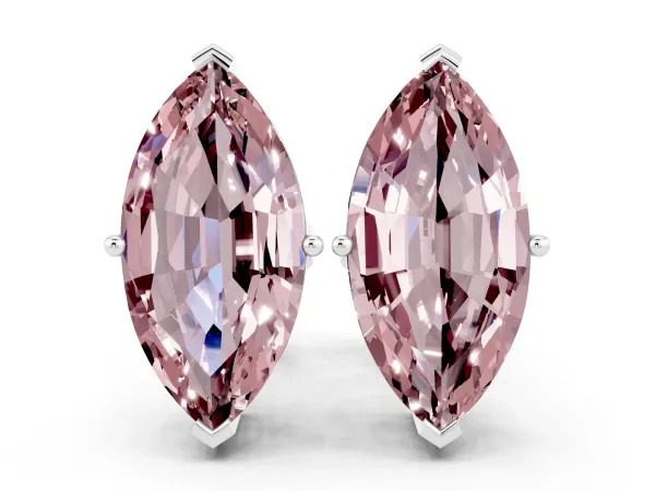 Marquise Cut Morganite Stud Earrings Platinum