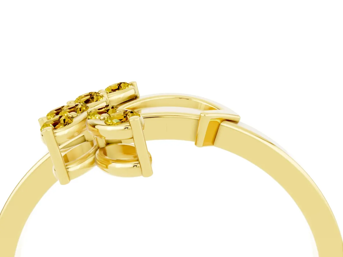 Marquise Yellow Sapphire Cluster Bypass Ring with Prong Setting Yellow gold