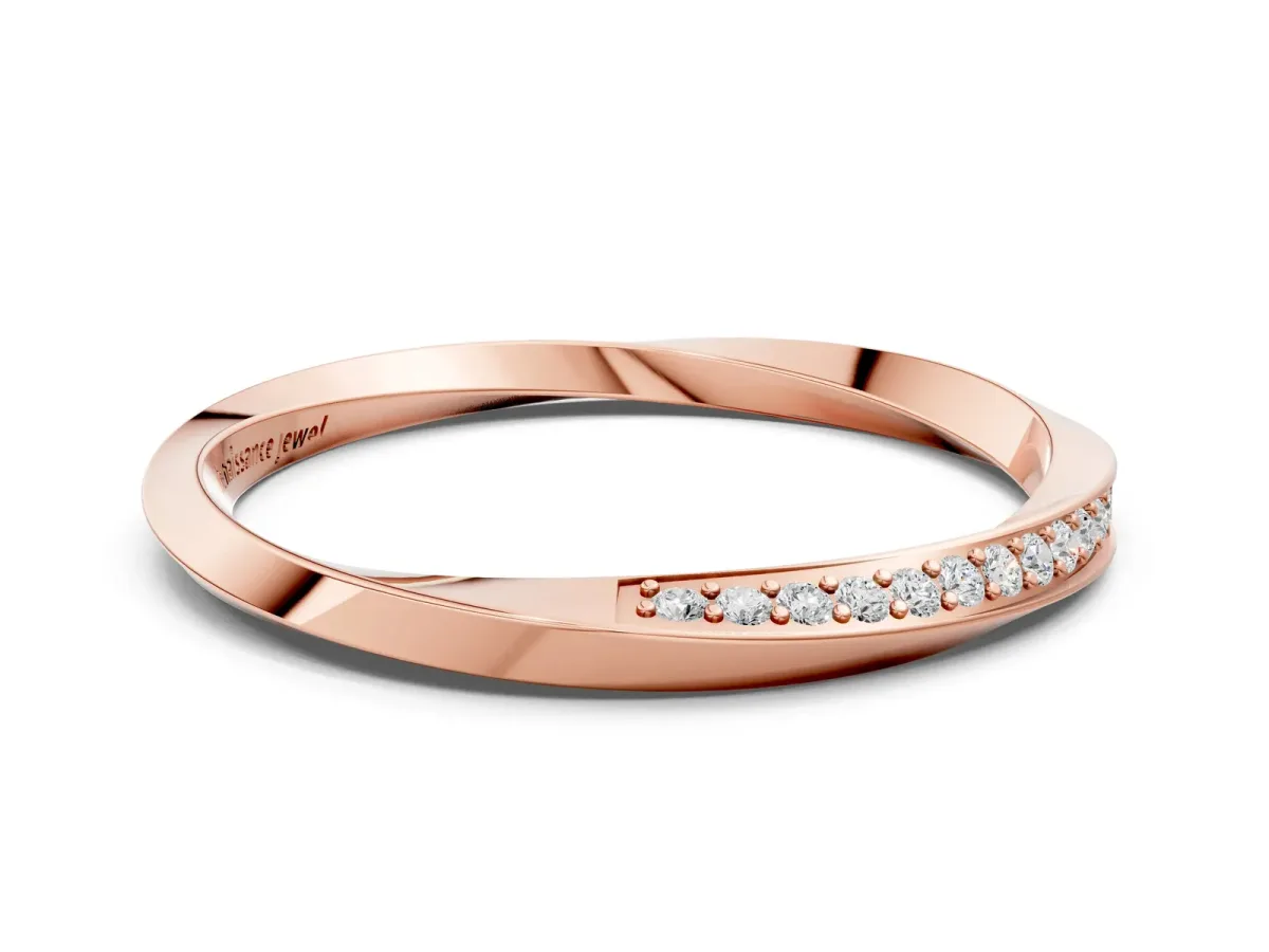 Pavé Round Diamond Twist Band Rose gold