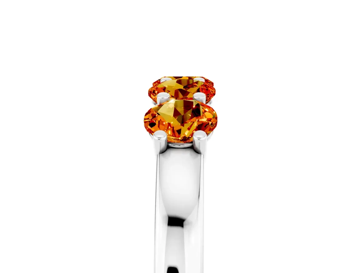 Four-Stone Round Citrine Prong-Set Band Platinum