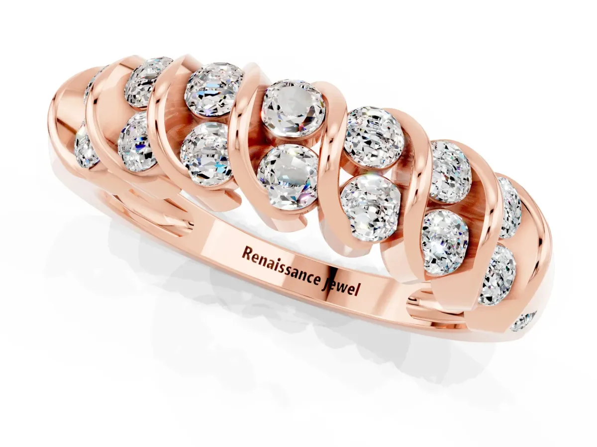 Channel Set Round Moissanite Multi-Row Band Rose gold