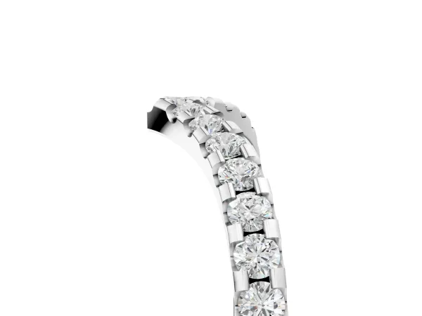 Pavé Round Diamond Chevron Band with Shared Prong Setting Silver