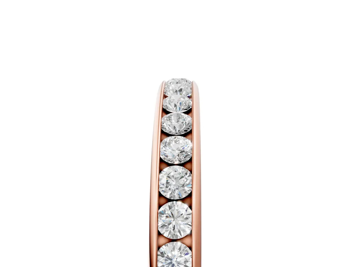 Round Diamond Channel Set Comfort Fit Band Rose gold