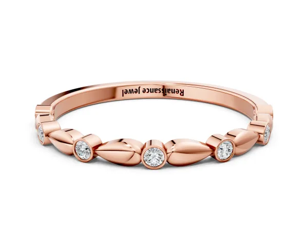Bezel-Set Round Diamond Marquise Eternity Band Rose gold