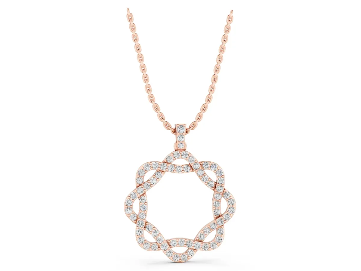Round Diamond Pavé Infinity Pendant with Prong Setting Rose gold