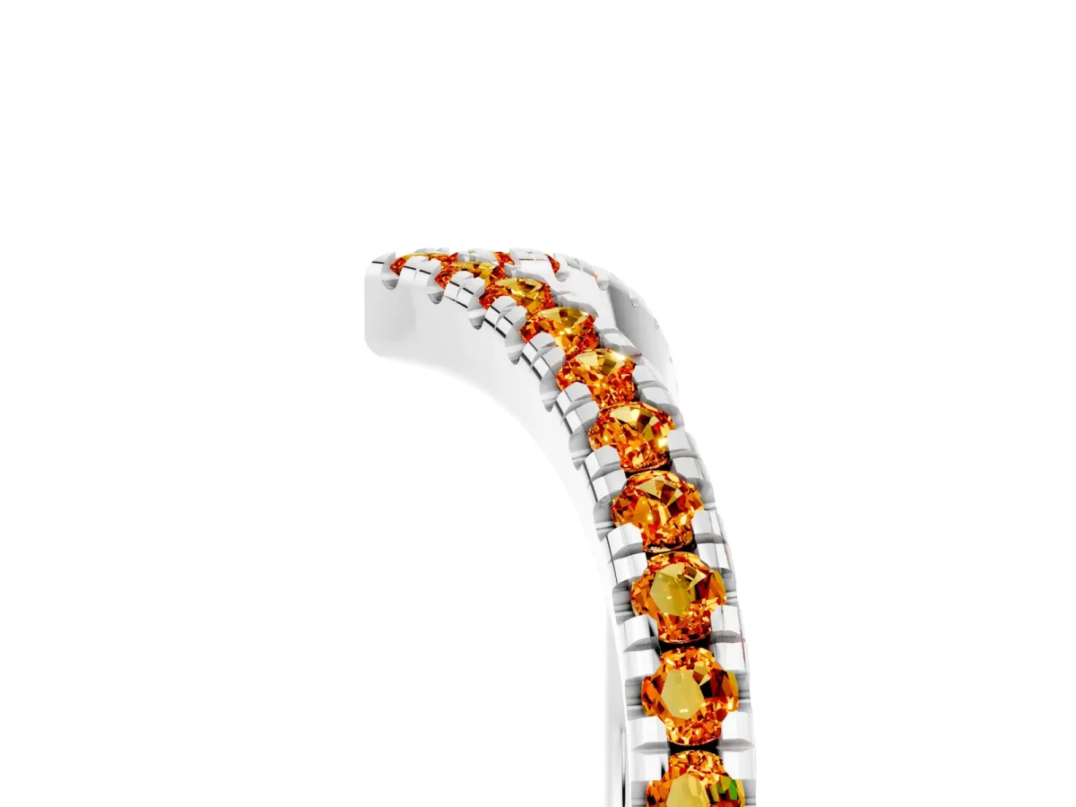 Pavé Round Citrine V-Shaped Chevron Band with Shared Prong Setting Platinum