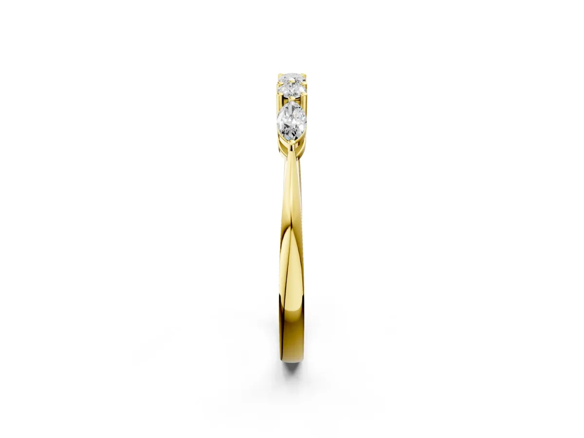 Prong Set Round Diamond Half-Eternity Band Yellow gold