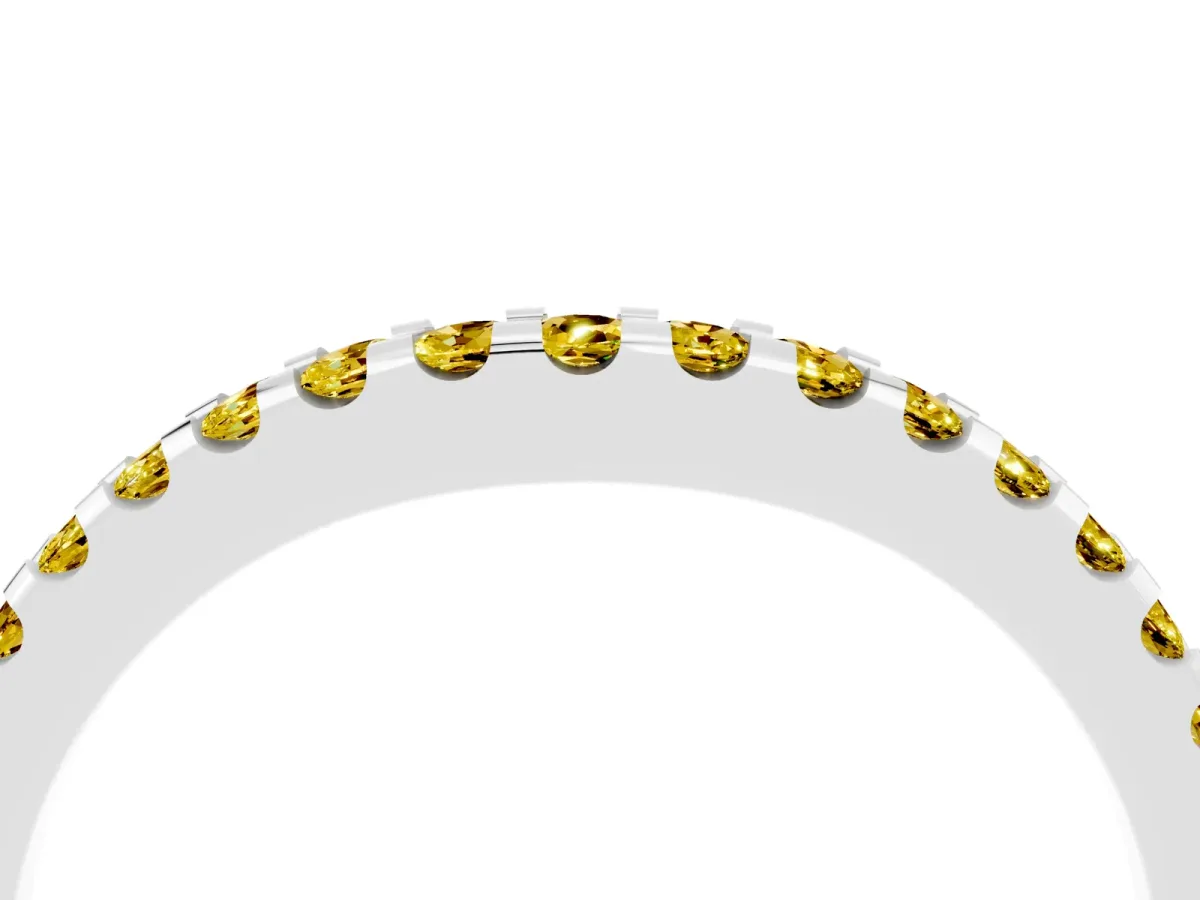 Round Yellow Sapphire Pavé Curved Wedding Band Platinum