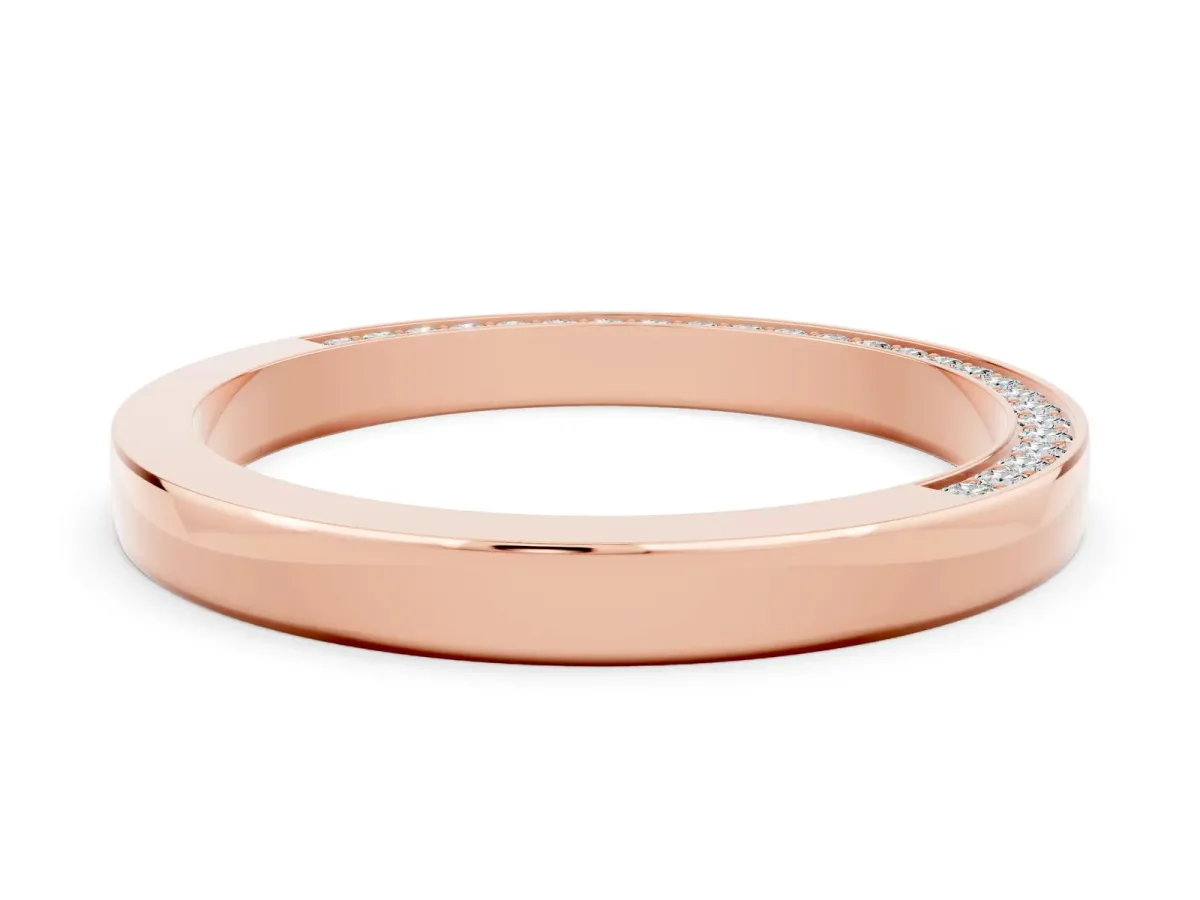 Pavé Round Moissanite Channel Set Band Rose gold