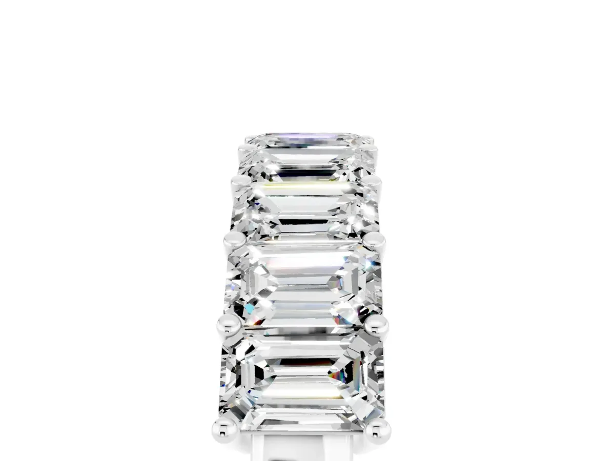 Emerald Cut Moissanite Prong-Set Eternity Band White gold
