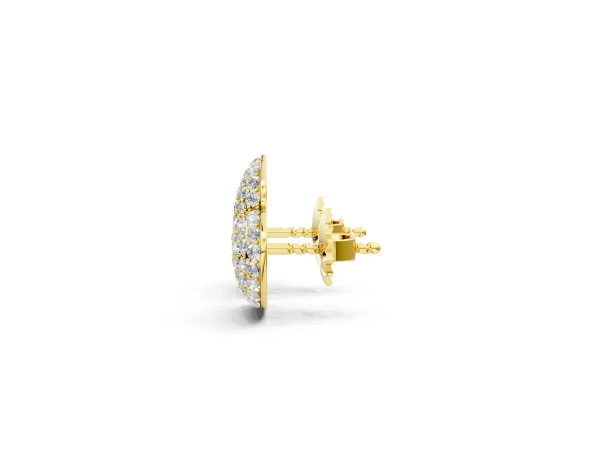Round Diamond Heart Pavé Stud Earrings Yellow gold