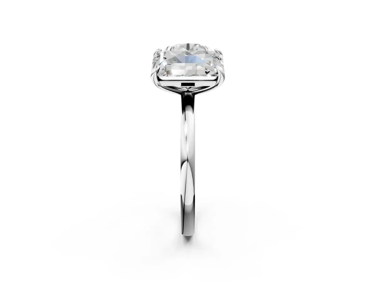 Round and Radiant Toi Moi Ring with Prong Setting and Plain Band Silver